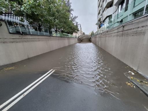 Flooded tunnel after heavy rain in Burgas.