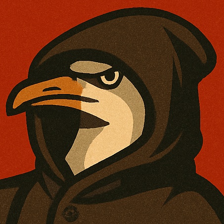 A cute AI-generated drawing of a glarus in a hood.